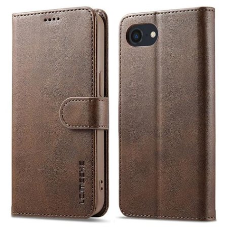 LC.IMEEKE iPhone 16e Wallet Cover - Dark Brown