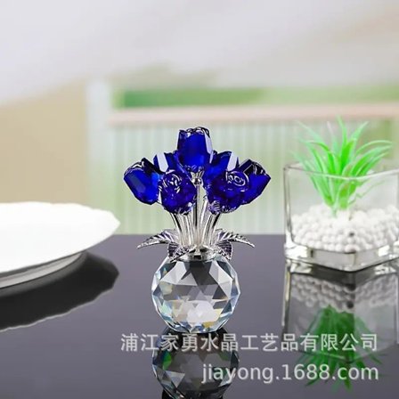 Glas krystal roser Qixi Valentinsdag gaver stue boligdekorationer håndværksdekorationer