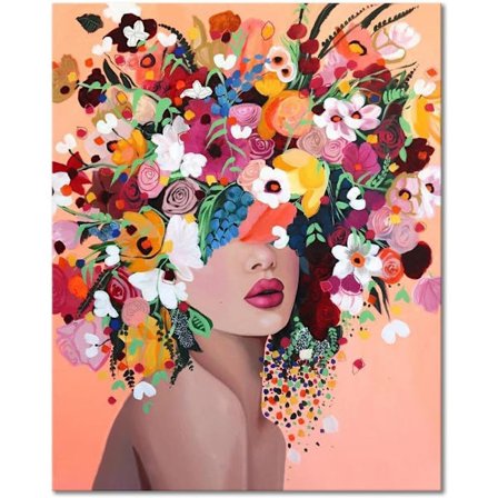 30x40cm 5D DIY Diamantkunst malesett - kvinne hatt blomst, alle