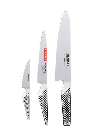 Global Knivset 3-delar G-2, GS-1, GS-11 Bestick Silver 3-PACK