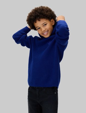 Calvin Klein Rib Knit Hoodie - Blue - 104