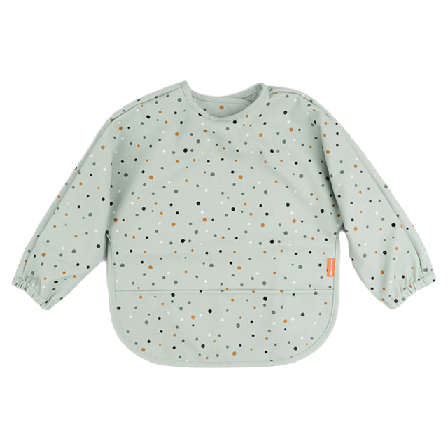 Done by Deer Sleeved pocket bib Happy dots Green Mata & äta Grön 34 x 72 cm