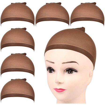 6 stk mørkebrune elastiske nylon parykkluer - Elastisk nylon lukket