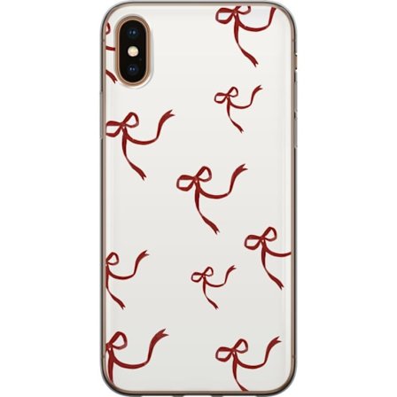 Kompatibel Mobilcover til Apple iPhone XS Rød Bånd Mønster med røde silke bånd på lys baggrund perfekt til jule romantik og elegance