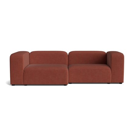Milo Chaiselongue-Sofa, links | 260 cm in Lincoln Kupfer, modernes Design mit eleganter Cord-Struktur, bequeme Polsterung für den Wohnbereich