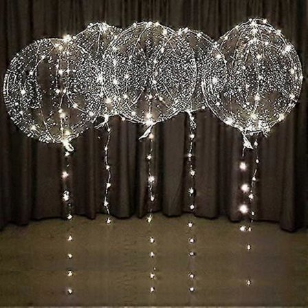 varmvita LED-ballonger med batterier, partyballonger 20 tum, genomskinliga ballonger för helium eller luft, bröllopsballonger