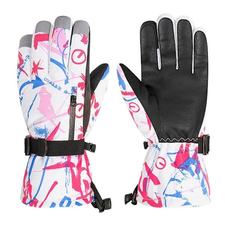 Snehandsker til vinter Vandtætte handsker Kvinder Mænd Ski handsker til børn Varme vindtætte handsker - Rosarød - Mor (passer: Voksne kvinder)