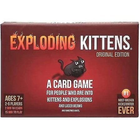 Exploding Kittens - Kortspil | Familievenligt Partyspil | Russisk Roulette | Engelsk | Alder 7+ | 2 til 5 spillere
