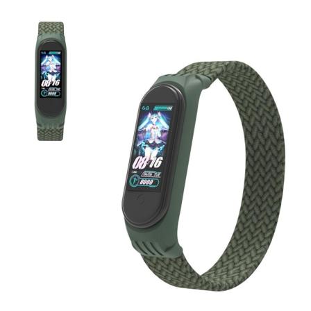 Xiaomi Mi Band 5 / 4 / 3 elastisk nylon-urrem - Grøn / Størrelse: L Green