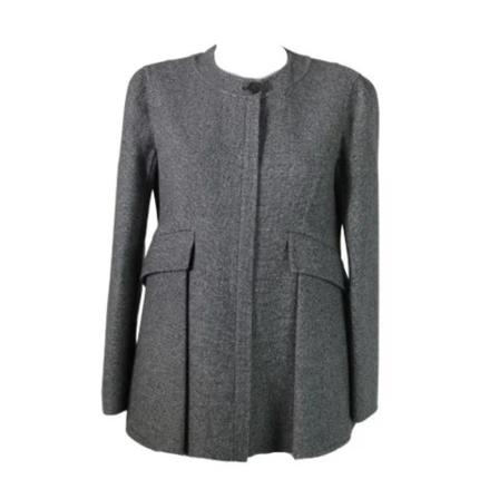 Dior Vintage Pre-ownedWoolouterwear , Grijs , Dames , Maat: L Vintage Jassen