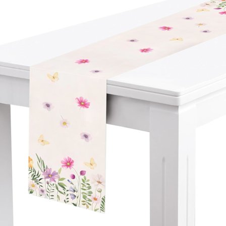 Table Runner Floral Linen Table Runner Butterflies Decoration Table Runner Spring Kitchen Dining Table Table Runner 33*183cm