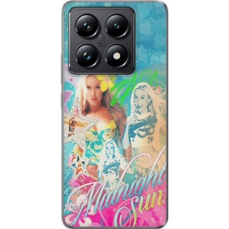 Yhteensopiva Puhelinkuori Xiaomi 14T Pro Seikkailumaailma Steve, Creeper ja eläimillä värikkäässä palikkagrafiikassa