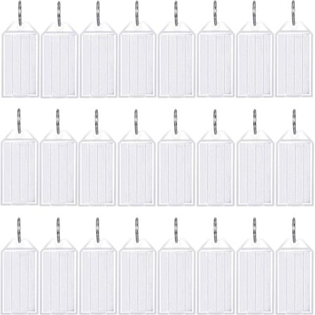 100 stk. Hvide, robuste nøgletags i plastik med splitring, etiketvindue, id-bagagetag, nøglering, nøglekæde