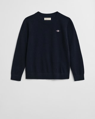 GANT - Barnegenser i ekstra fin merinoull med rund hals evening blue