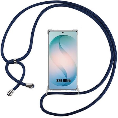 Cover til Samsung Galaxy S26 Ultra, Silikone Stødabsorberende Beskyttelse med Marineblå Rem