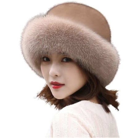 Vintermotehatt med fuskepelskant for kvinner, moteriktige varme utendørshatter, julegave