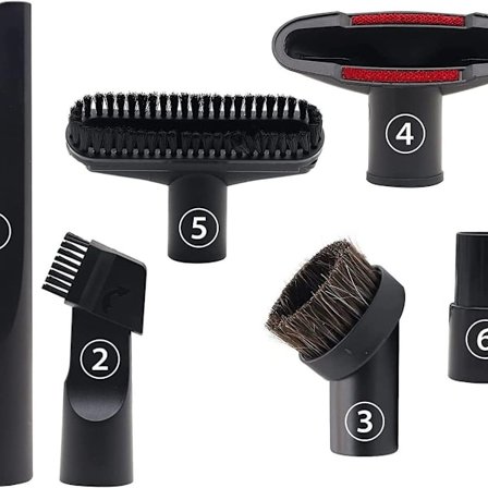 6-delt støvsugertilbehørsett, passer til 32 mm og 35 mm diameter KLB