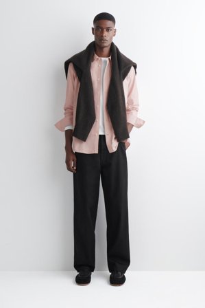 COS Men's Camicia Rilassata In Popeline Di Cotone Pima in Rosa