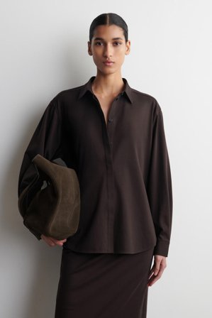 COS Femme Chemise En Jersey De Coton Pima in Marron