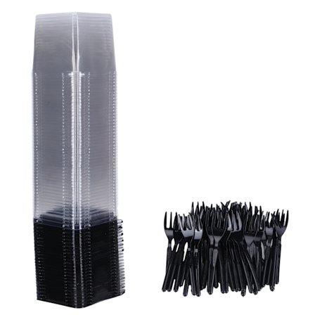 50 stk. Firkantet kakeboks Matkvalitet PET Transparent Bakeribeholder for pakking av kjeks Svart