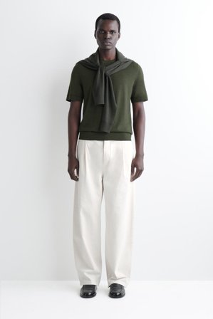 COS Men's Merino Wool Knitted T-Shirt in Green