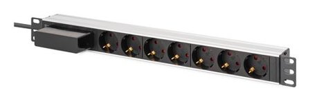 Digitus 1U Alu PDU,rackmount.,6x safety outlet,1x outlet
