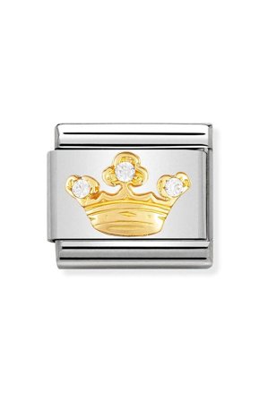 Classic FUN Stainless Steel 18k gold & cubic zirconia White Queen Crown