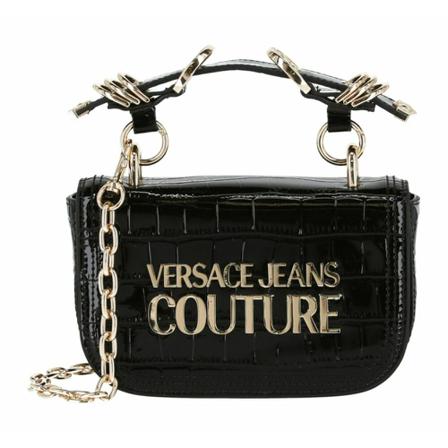 Versace Jeans Couture, Logo Chain Crossbody Bag Zwart, Dames, Maat:ONE Size