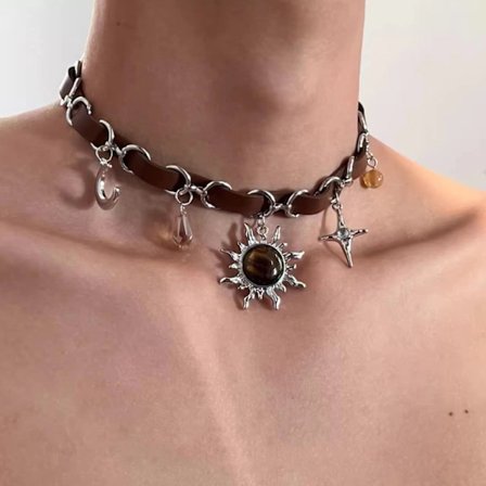 Street culture design, exklusivt halsband, nyckelbenskedja, flerlagers choker
