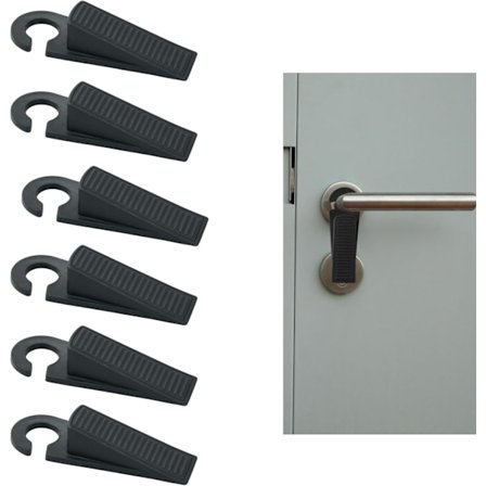 6 stk. Blød Gummi Anti-Skrid Dørkile Anti-Skrid Gulv Dørkile kompatibel med Alle Typer Gulve og Døre, Såsom Tæpper, Fliser, Gulve