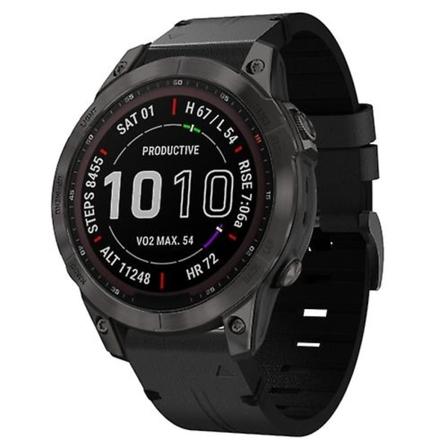 For Garmin Fenix 7 22mm Læder Stål Spænde Urrem HBU Black
