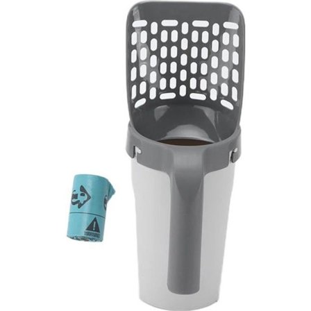 Katte- og kanin kattesandskje med holder, fin lukket beholder, stor størrelse, toppåpning, reisebeholder. På lager