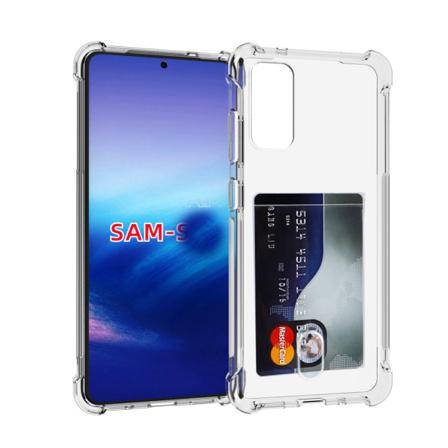 Glatt beskyttelsesdeksel med kortholder - Samsung Galaxy S20 Transparent/Genomskinlig