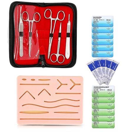 Komplett Suture Kit för Studenter, inklusive Silikon Suture Pad och Suture Verktyg