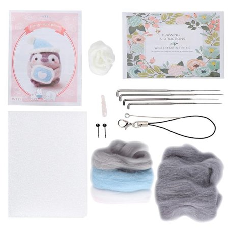 Uldfilt Nålefiltning Kit DIY Plys Dyredukke Fremstillingsmateriale Dekoration 115 Energi Godnat Pude