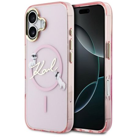 Karl Lagerfeld Choupettes Karl Script Logo MagSafe iPhone 17 Kotelo - vaaleanpunainen