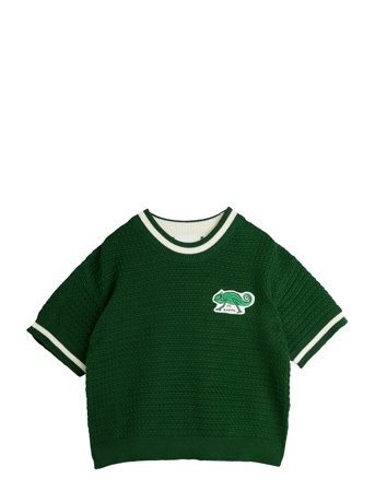 Lizard Patch Crochet Knit Ss Tee Green Mini Rodini