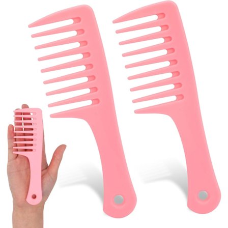 Leveähampaiset pienet hiuskammat (2 kpl) - Kannettava selvittävä antistaattinen kampa kiharoille, pitkille ja märille hiuksille (pinkki)