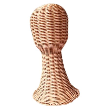 Elegant hatt- og parykkholder i rotting, utformet utstillingshode for moteentusiaster