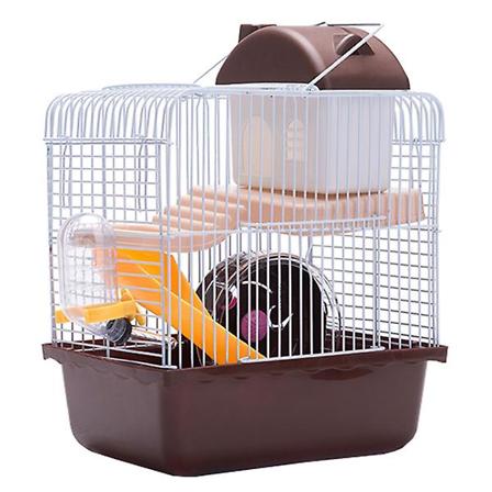 1 stk Dobbeltlags Hamsterbur Dyrhus Akryl Bærbar Små Dyrhus Chinchilla Hamsterhus ( Brown
