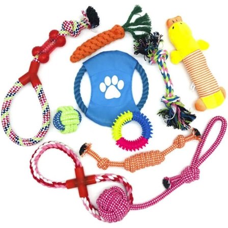 Hunde tyggesager, 10 stk. naturlige bomuldstov