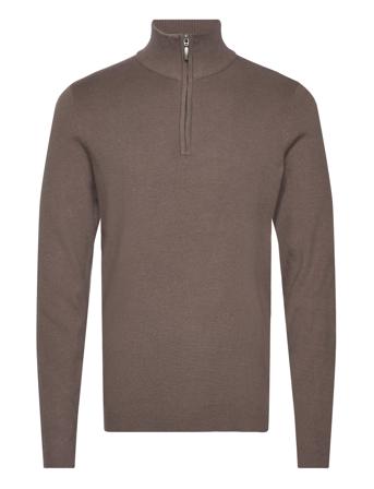 Trym Half-Zip Tops Knitwear Half Zip Jumpers Brown Urban Pi Ers