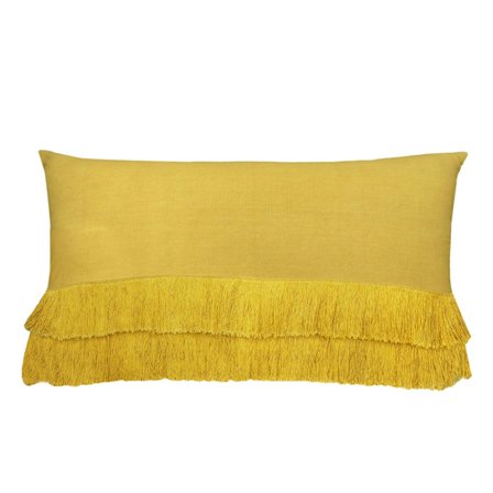 Keltainen kangaskoristetyyny 60x40 cm