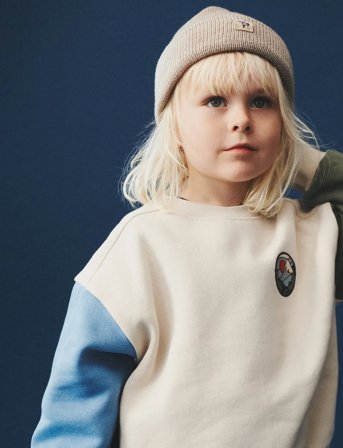 Wheat Sweatshirt L/S Badge Elliot - Cream - 92