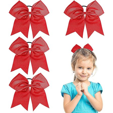 Suuret punaiset nauhajouset hiusnauhat 4 kappaletta 8 tuuman poninhännän pidikkeet Pigtail Cheerleaders Jousipanta Hiusten muotoilu Lastenpäivä 