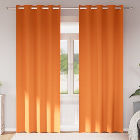 Mörkläggningsgardiner med Ringar 2 pcs Klart Orange