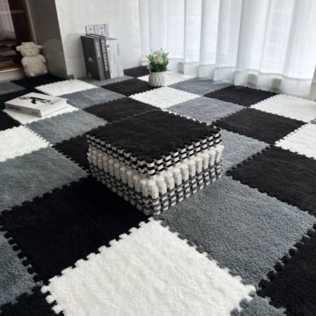 Plyschmatta skarvningsblock sovrum sängkant halkfri golvmatta flytande fönster bekväm bomull varm dyna