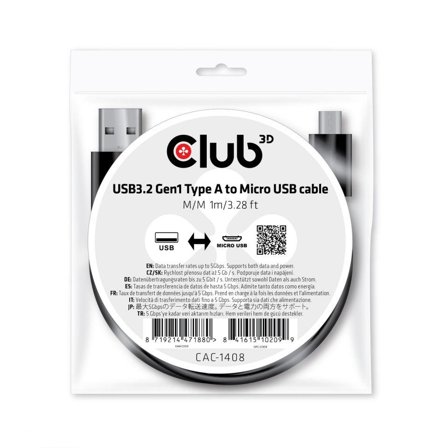 Club 3D USB-kabel - USB-type A til Micro-USB Type B - 1 m