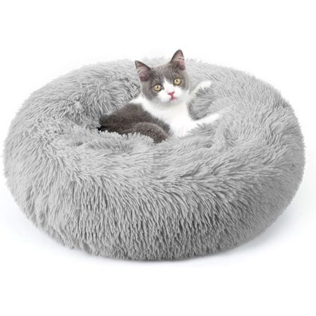 Katteseng til indendørs katte, Fluffy Round Self Warming Calming Soft P