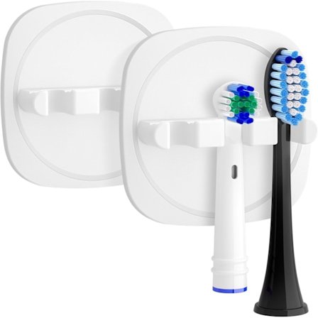 81mm Elektrisk Tandbørsteholder 2 stk Vægmonteret Tandbørsteholder med 3M Klistermærke Tandbørstehovedholder til Badeværelse Hvid